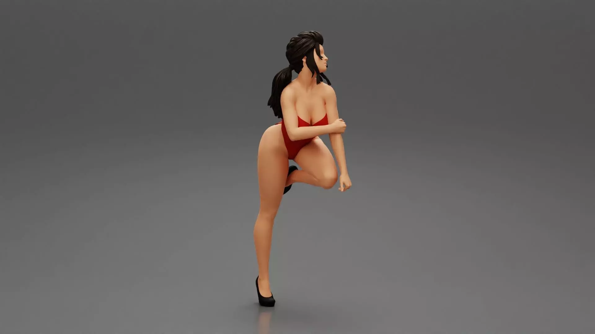 Sexy woman kneeling on the chair in one piece 3D print model_0