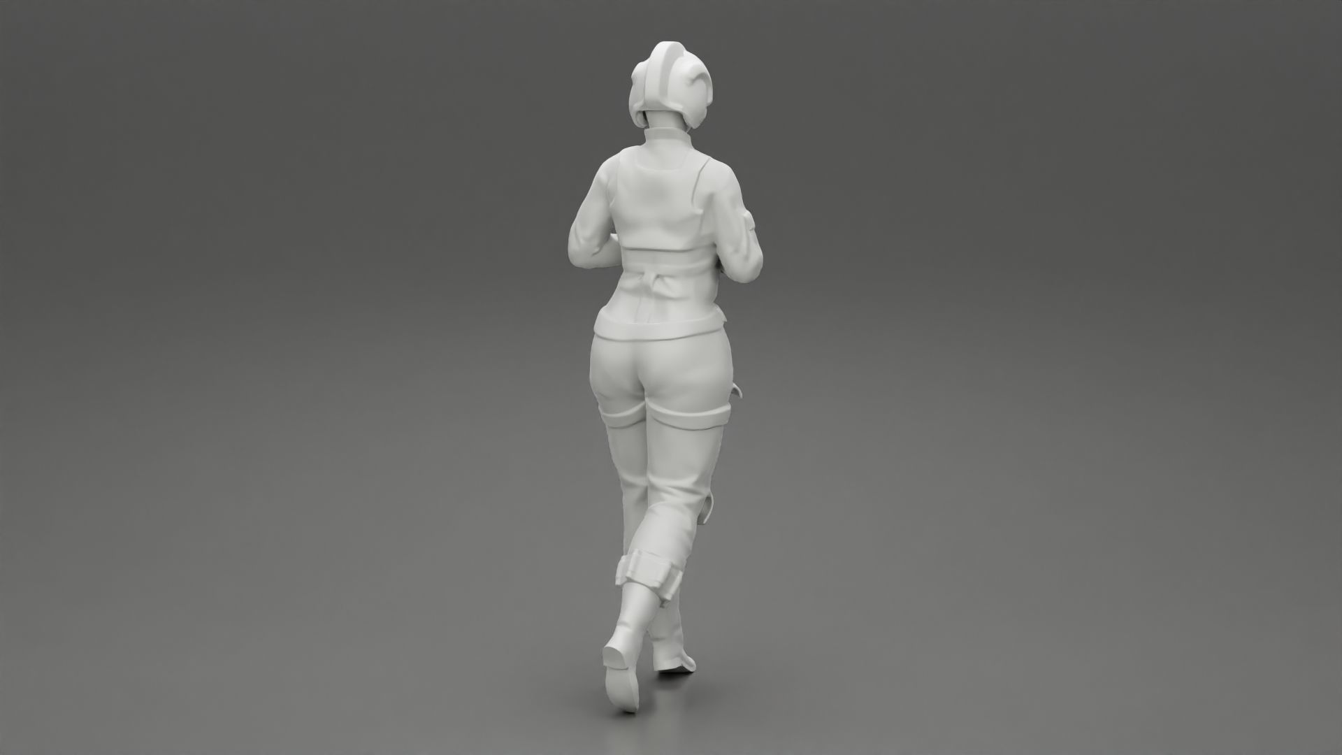 woman fighter pilot walking in helmet 3D print model_8