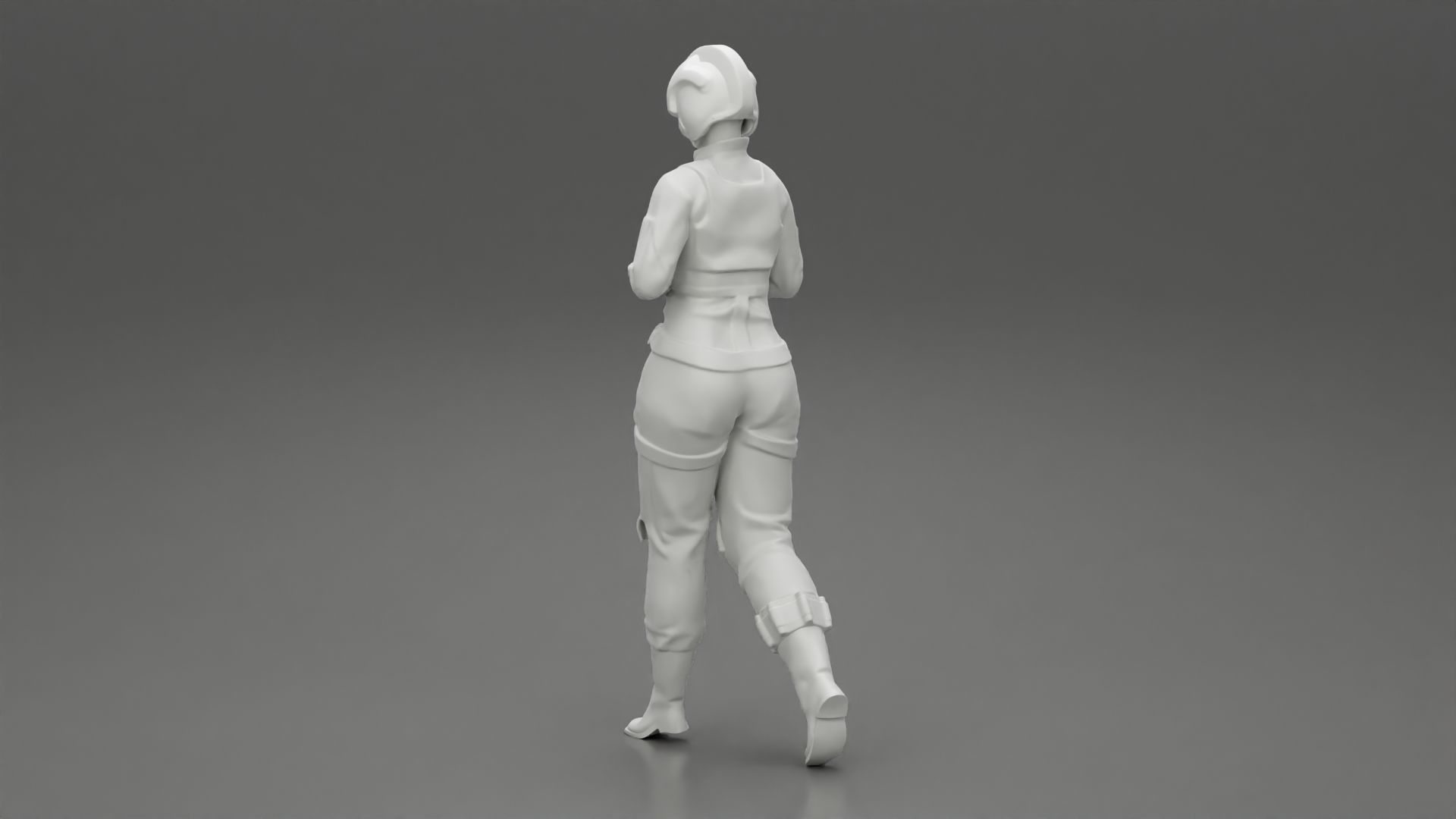 woman fighter pilot walking in helmet 3D print model_9