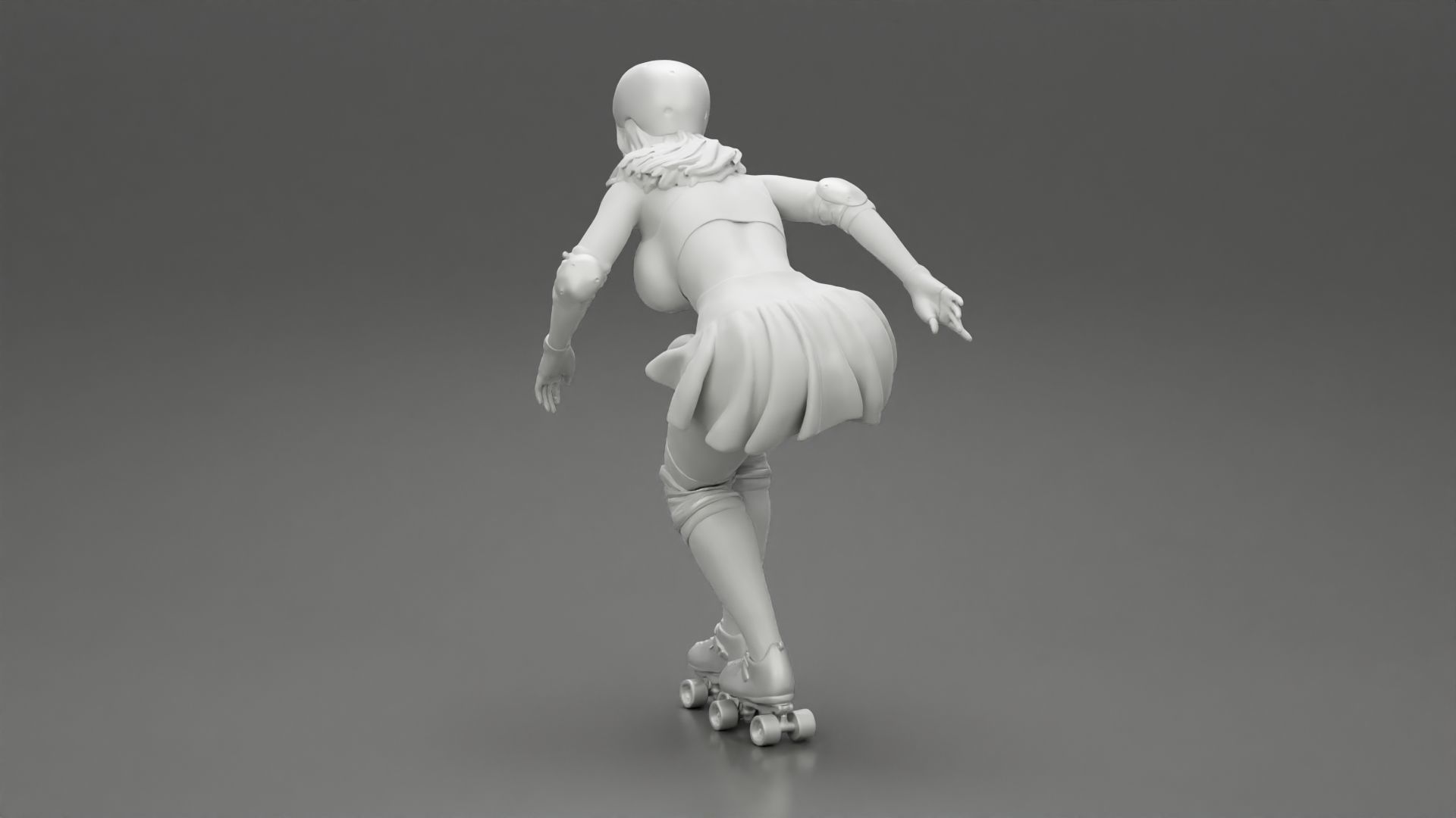roller derby girl rolling fast with helmet 3D print model_9