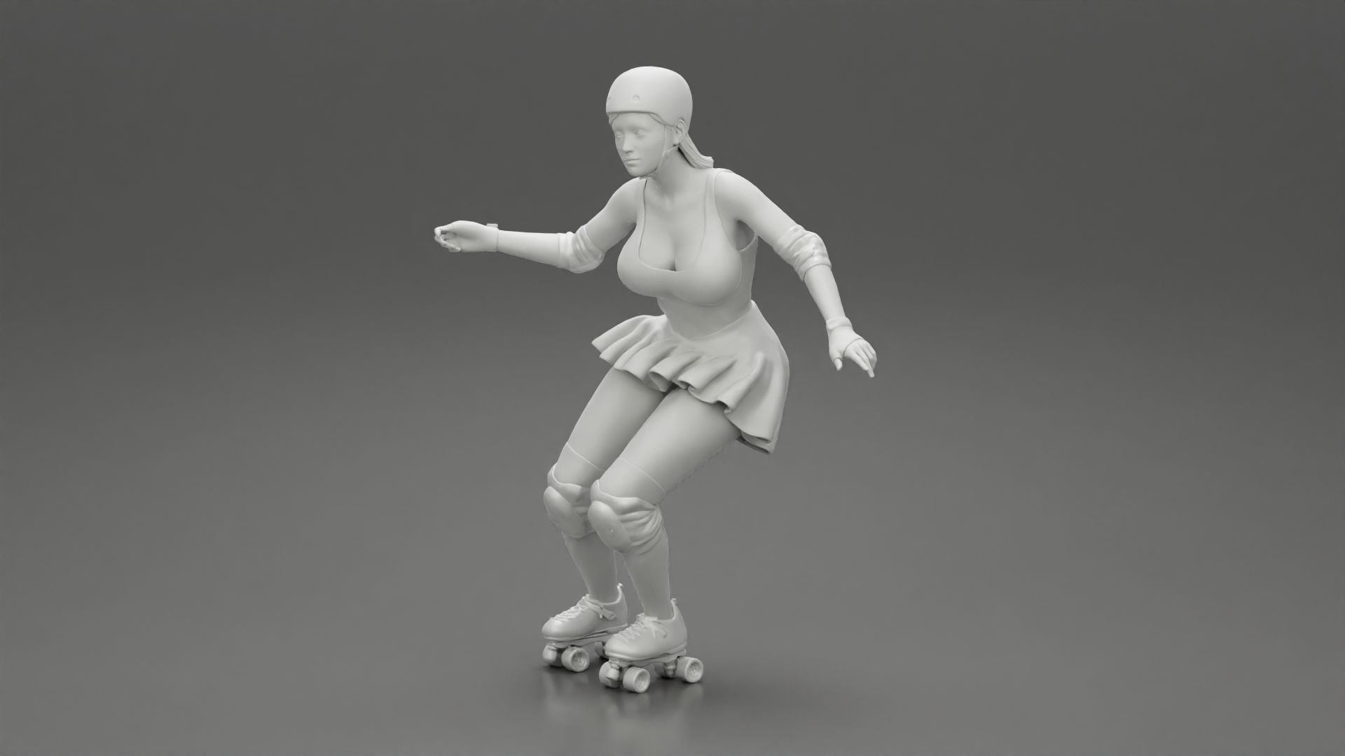 roller derby girl rolling 3D print model_11