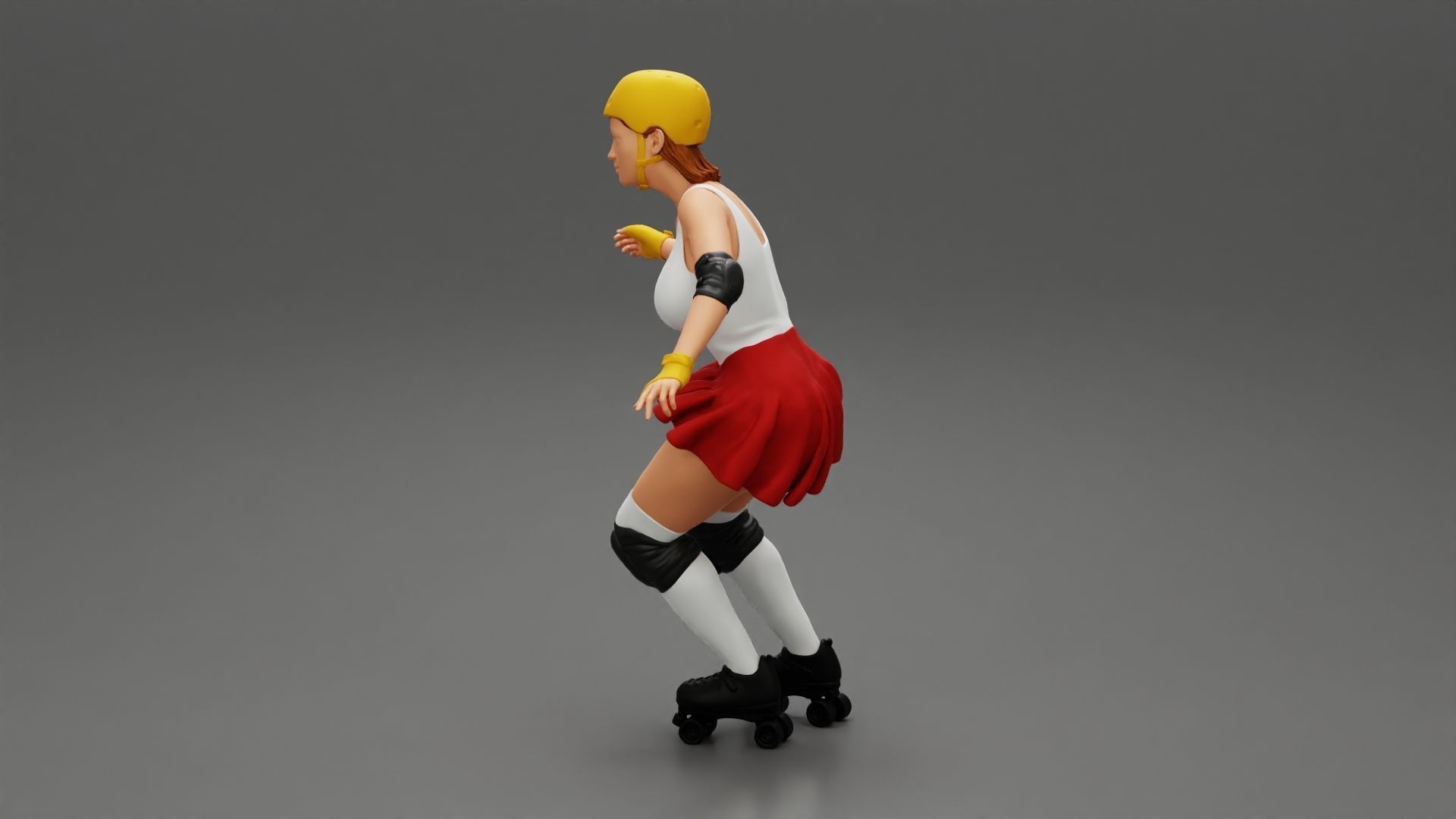 roller derby girl rolling 3D print model_4