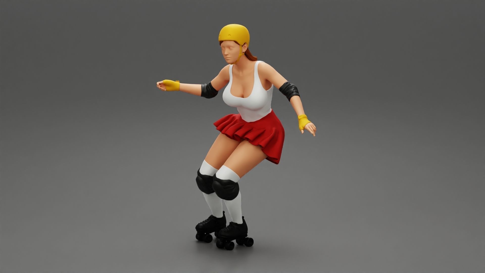 roller derby girl rolling 3D print model_5