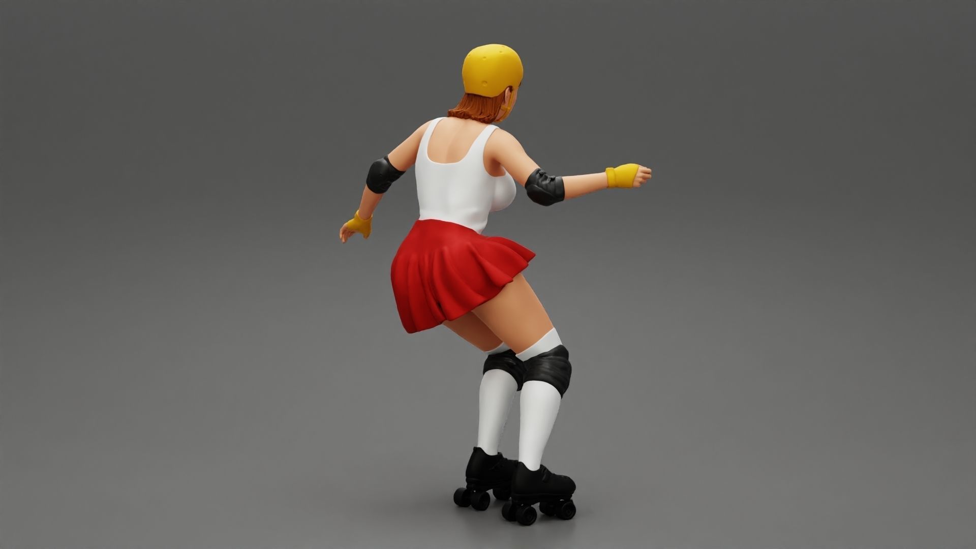 roller derby girl rolling 3D print model_2
