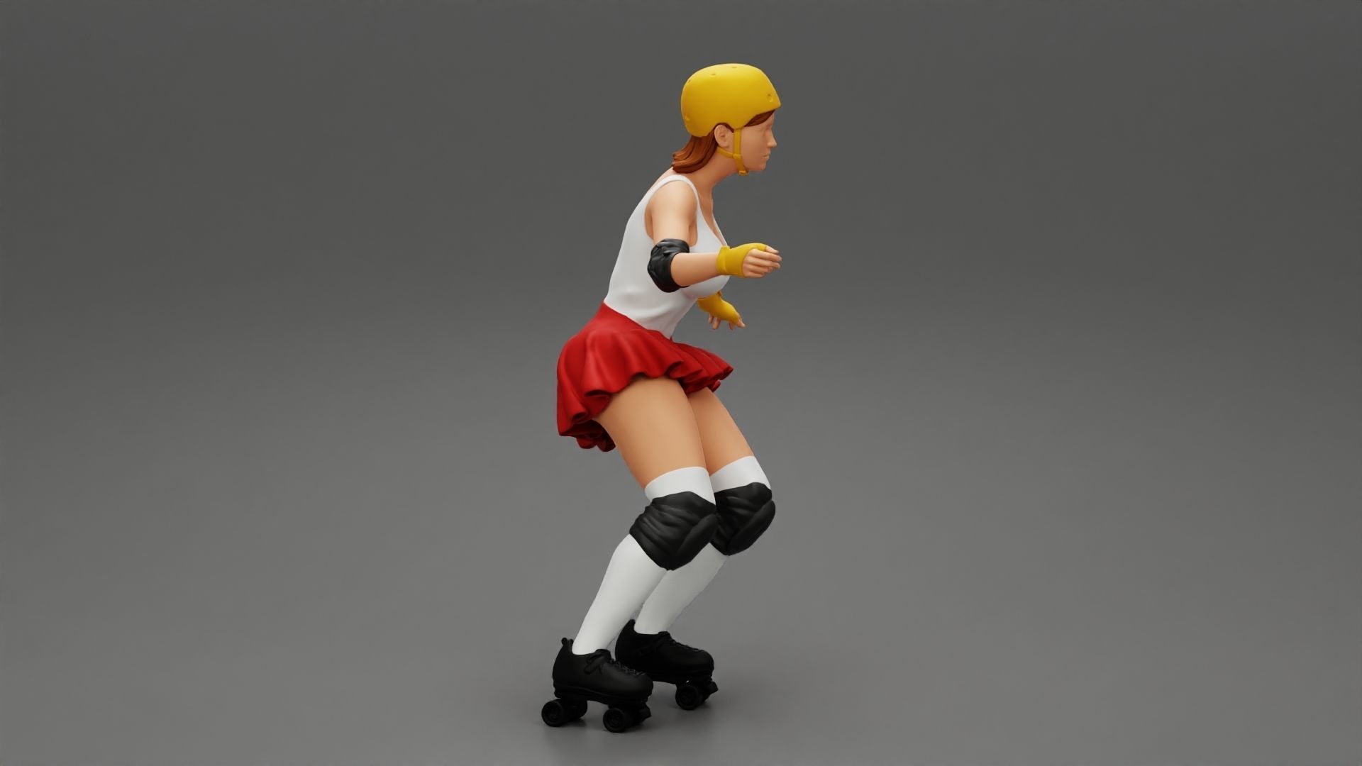 roller derby girl rolling 3D print model_1