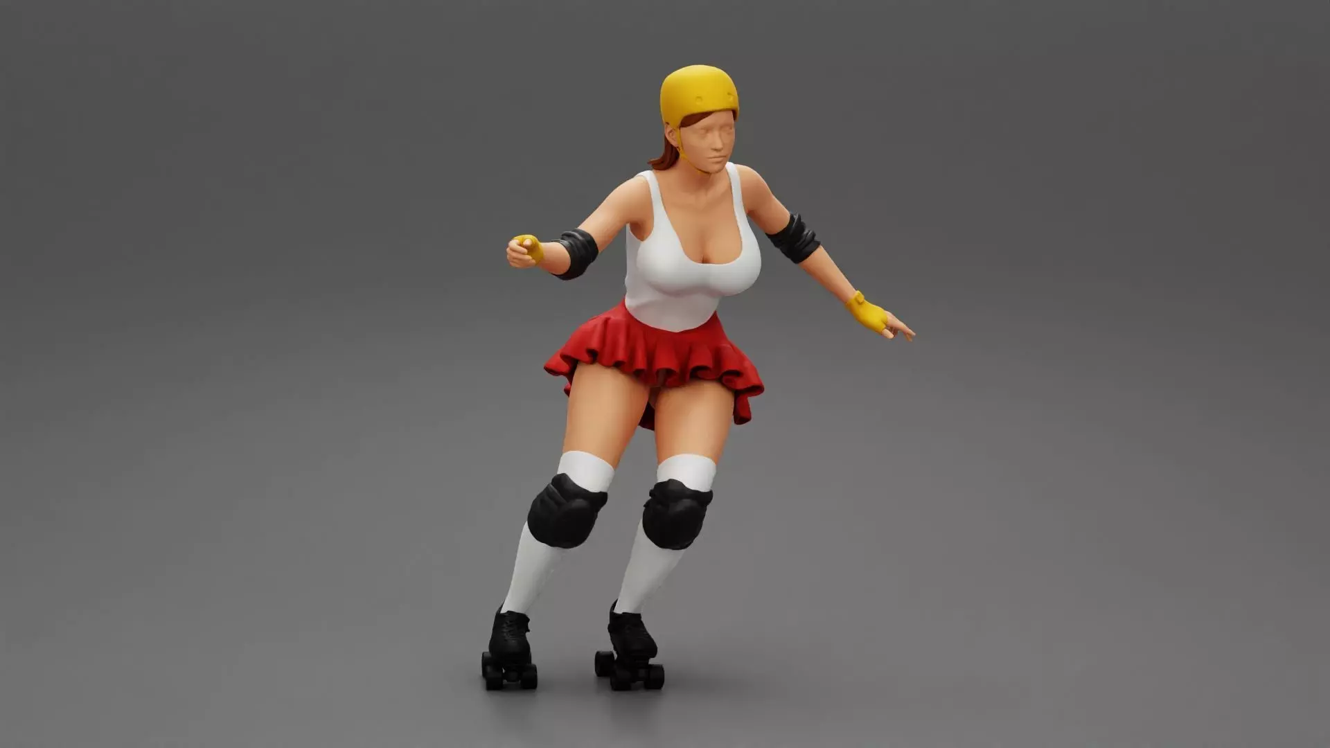 roller derby girl rolling 3D print model_0