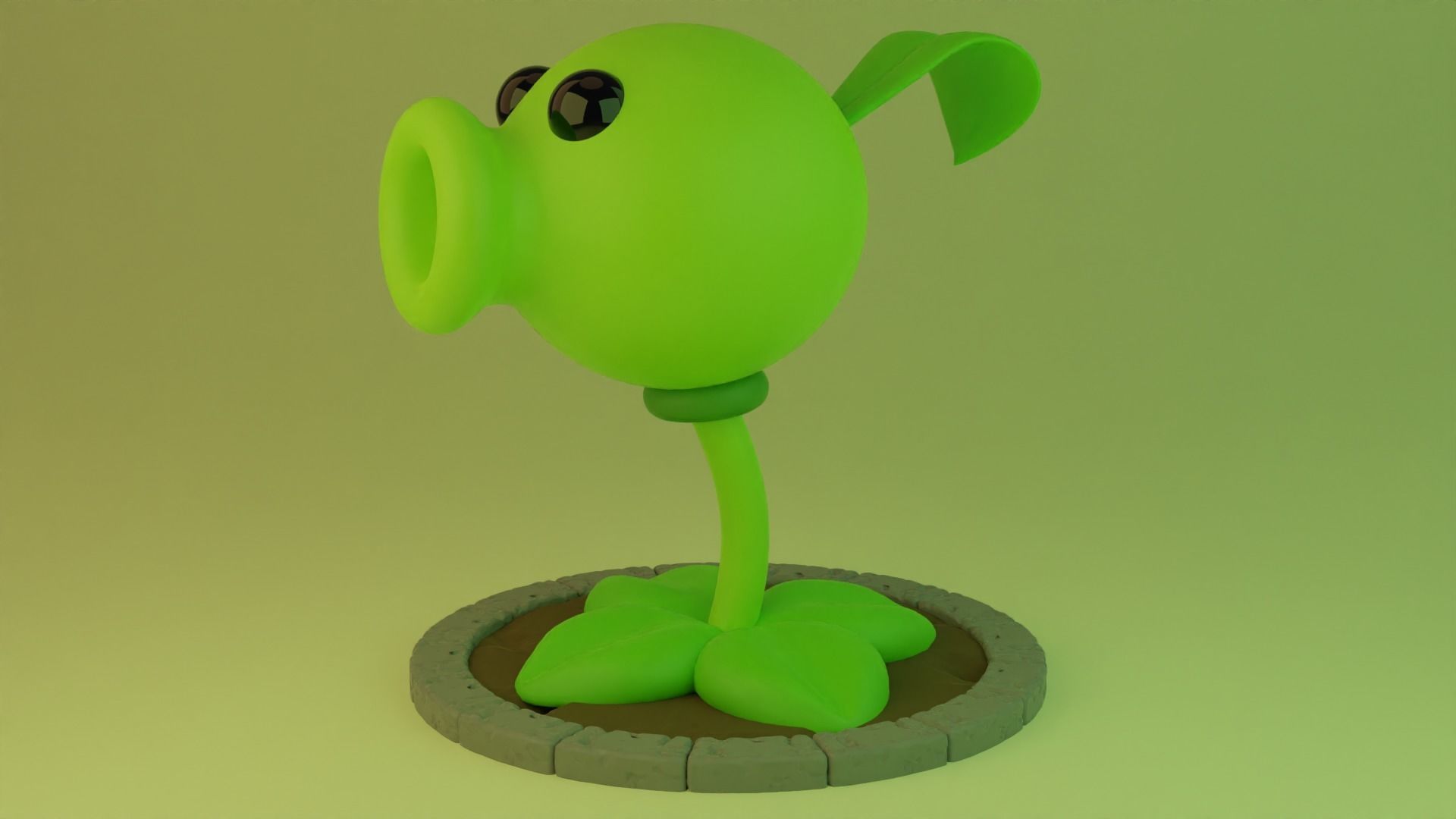 Peashooter plants vs zombies plant 3D model_5