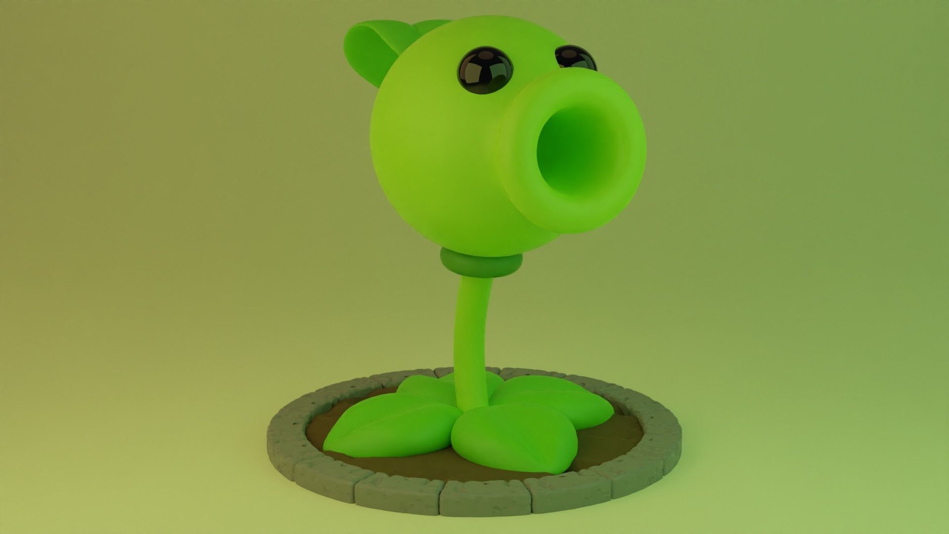 Peashooter plants vs zombies plant 3D model_1