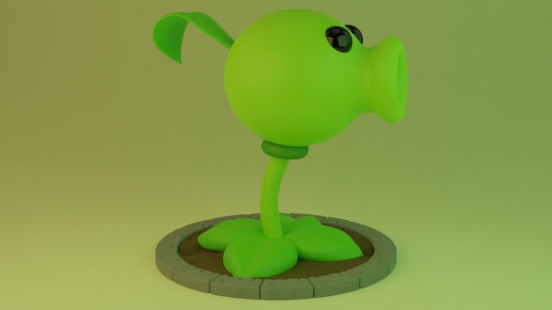 Peashooter plants vs zombies plant 3D model_2