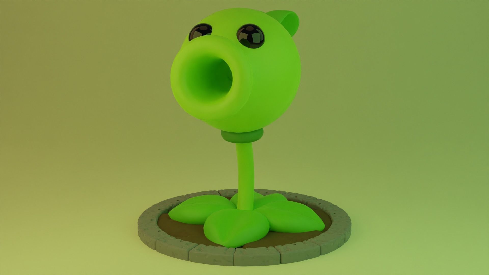 Peashooter plants vs zombies plant 3D model_6