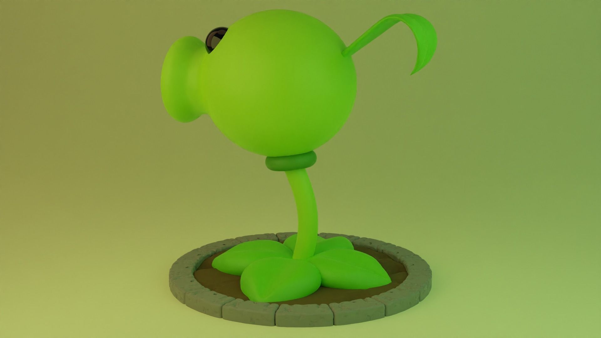 Peashooter plants vs zombies plant 3D model_4