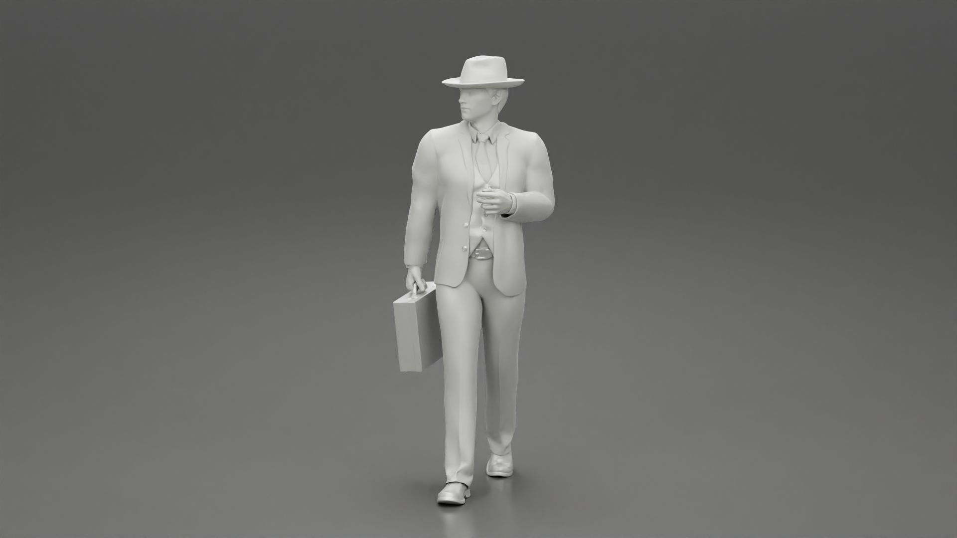 Businessman Walking and Holding His Briefcase 3D print model_11