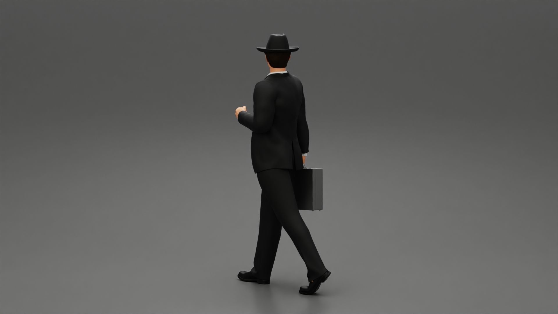 Businessman Walking and Holding His Briefcase 3D print model_3