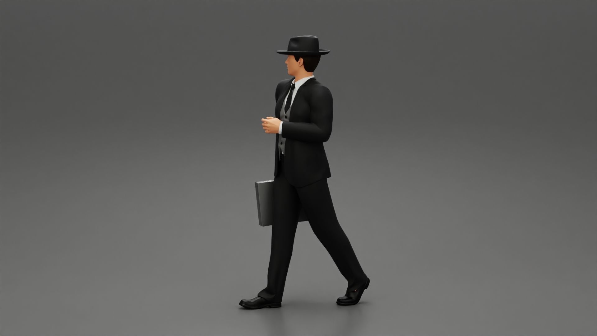 Businessman Walking and Holding His Briefcase 3D print model_4