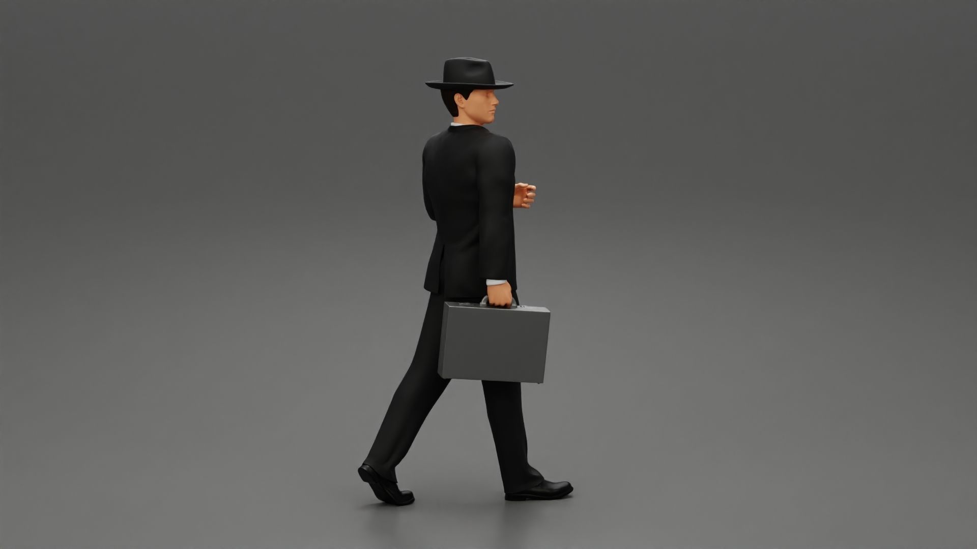 Businessman Walking and Holding His Briefcase 3D print model_1