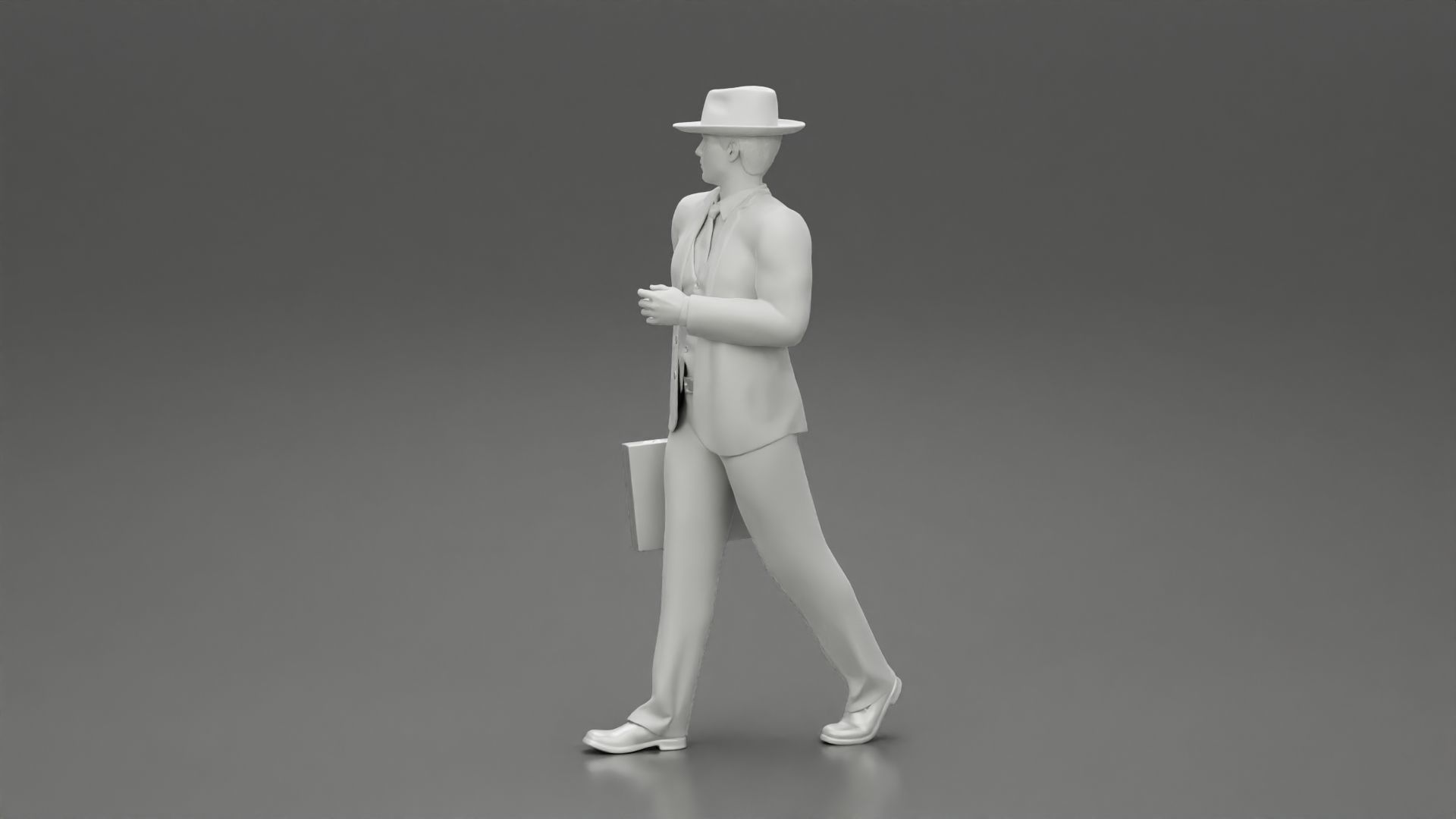 Businessman Walking and Holding His Briefcase 3D print model_10