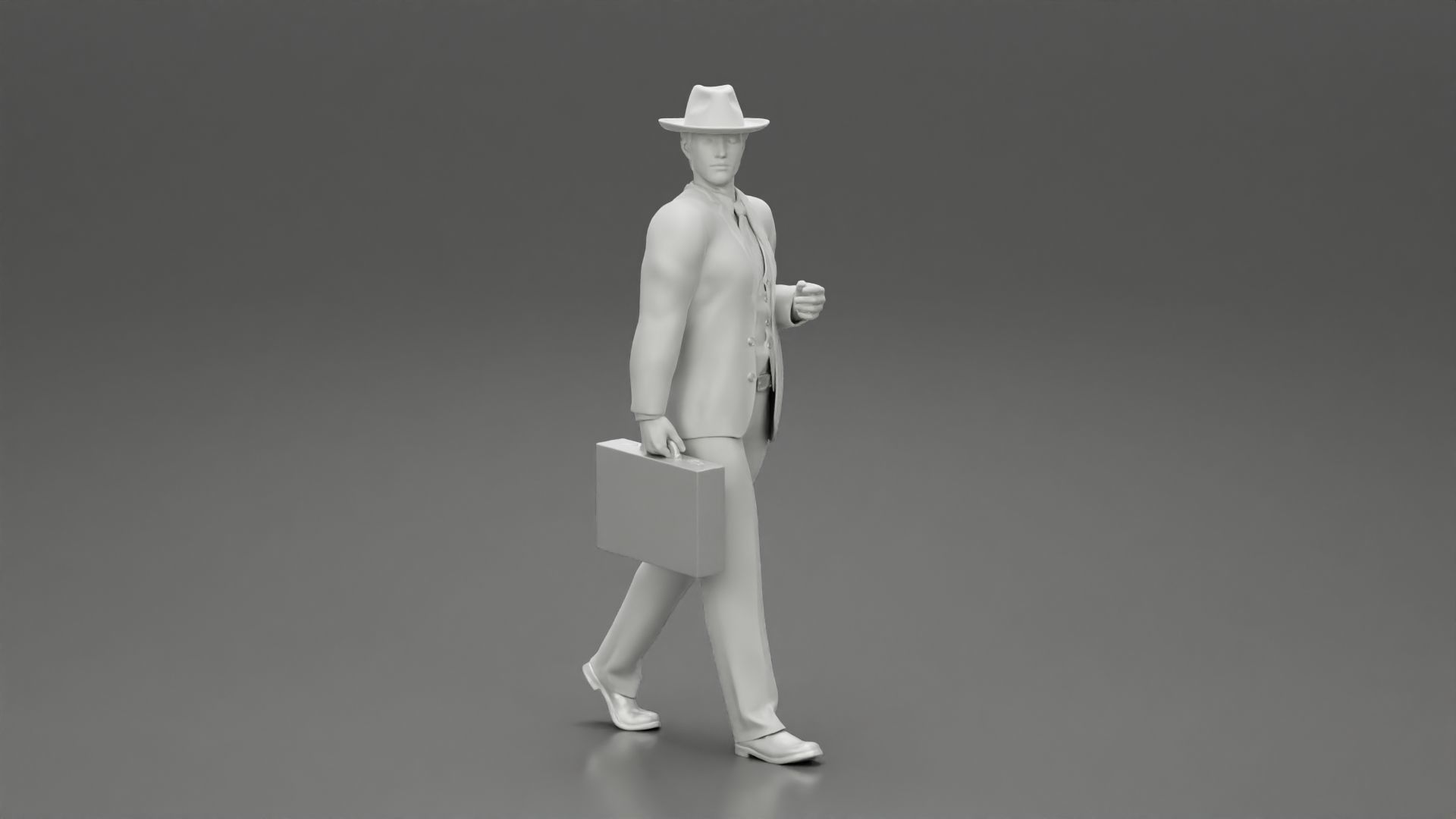 Businessman Walking and Holding His Briefcase 3D print model_6
