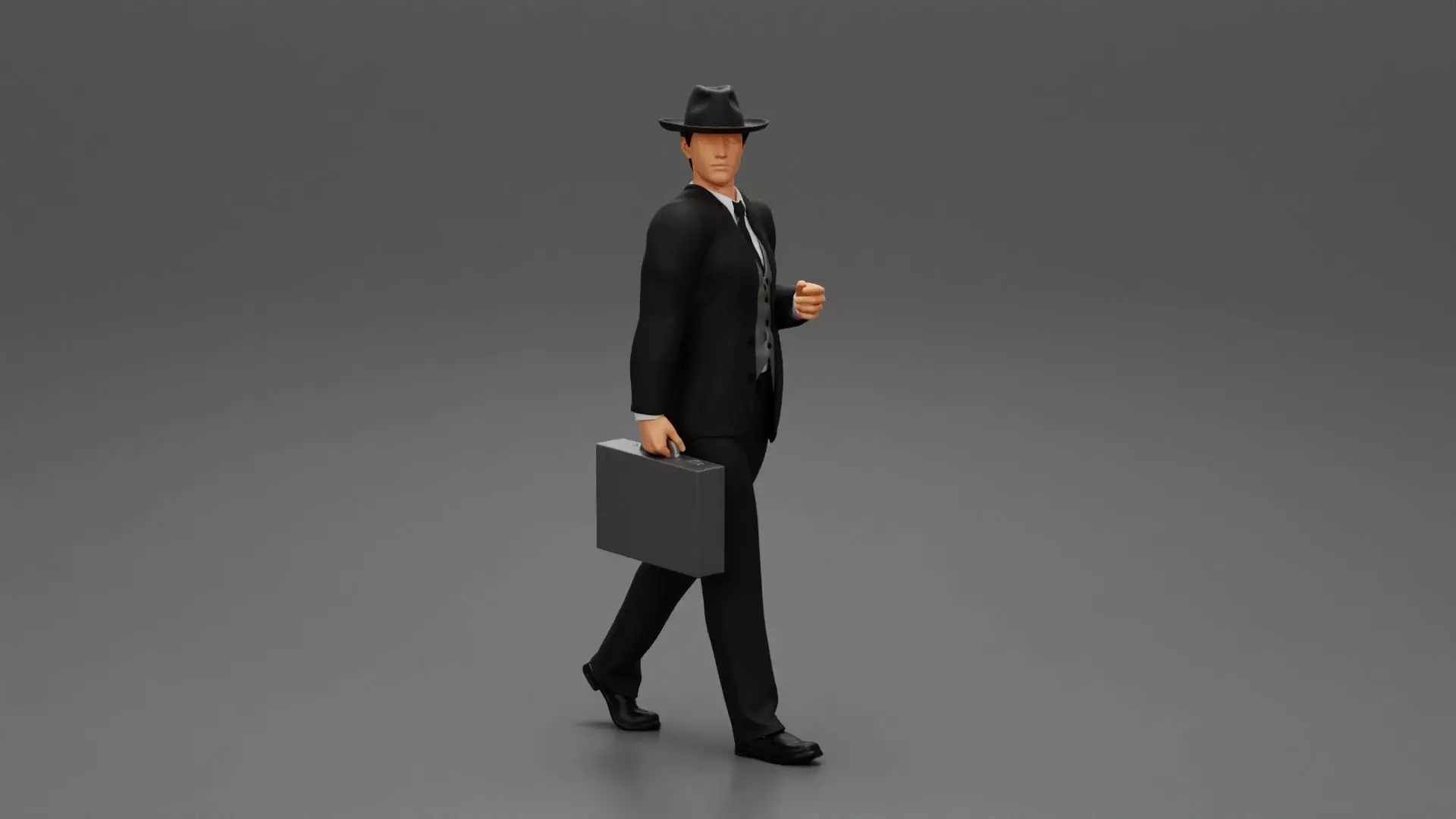Businessman Walking and Holding His Briefcase 3D print model_0
