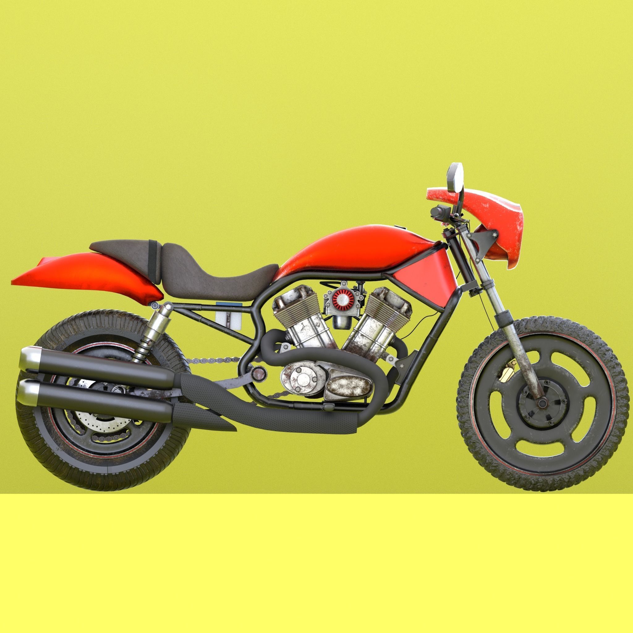 Chinese HD motorbike with rigg 3D model_10