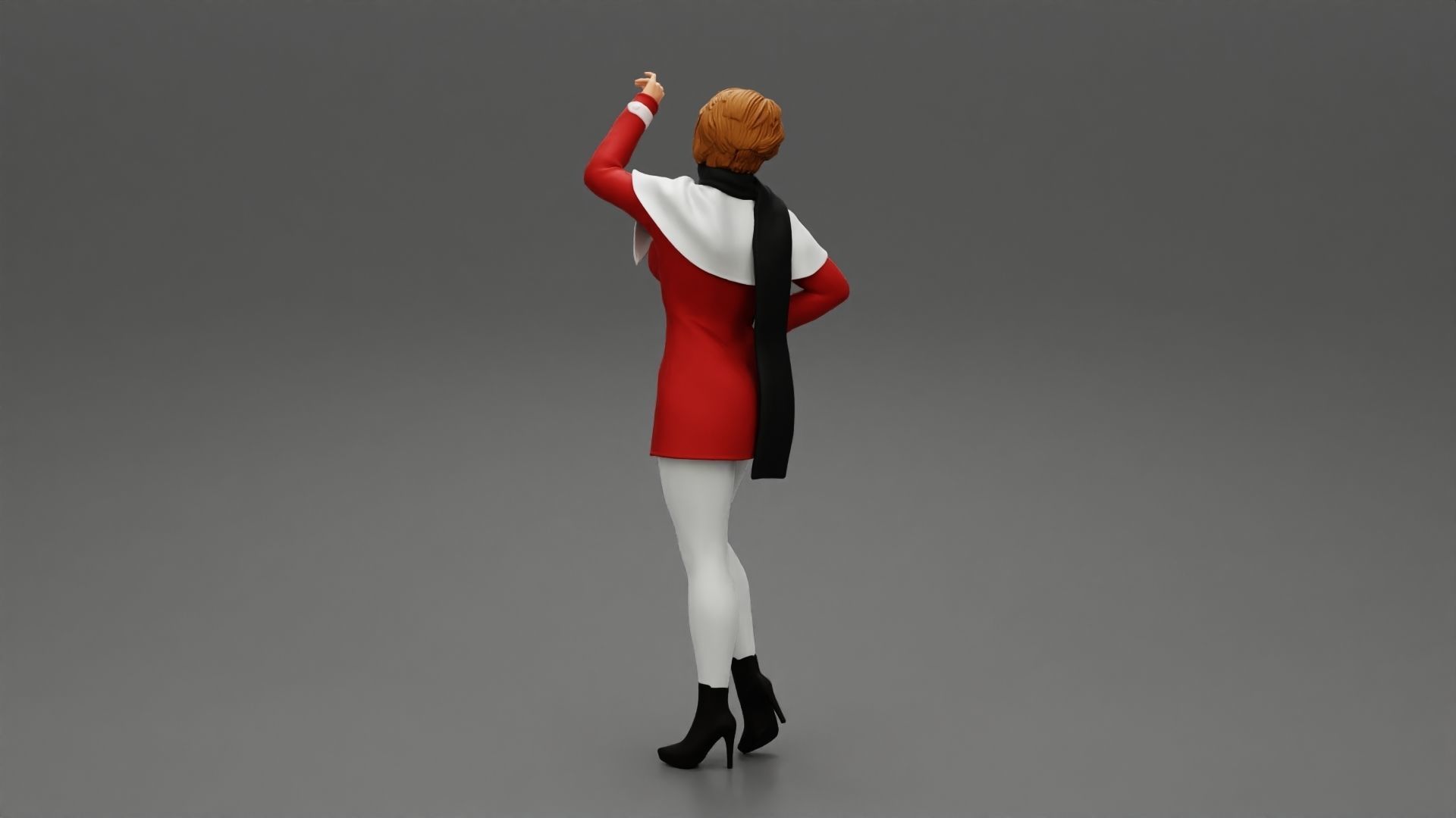 girl in christmas costume standing and posing 3D print model_3
