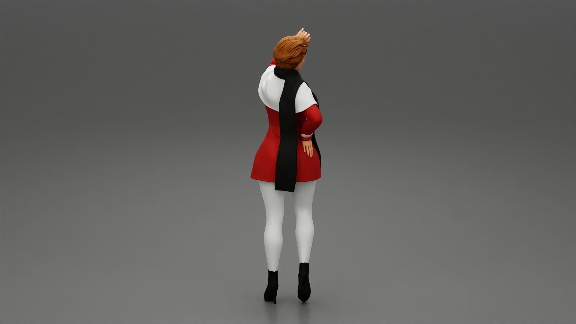 girl in christmas costume standing and posing 3D print model_2