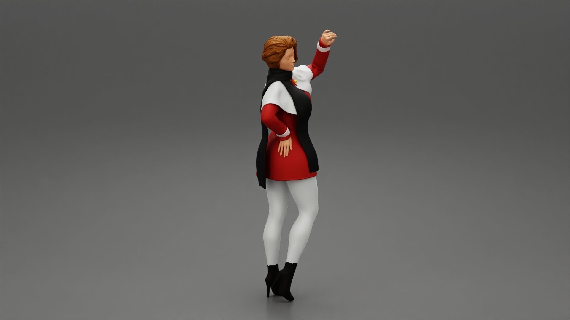 girl in christmas costume standing and posing 3D print model_1