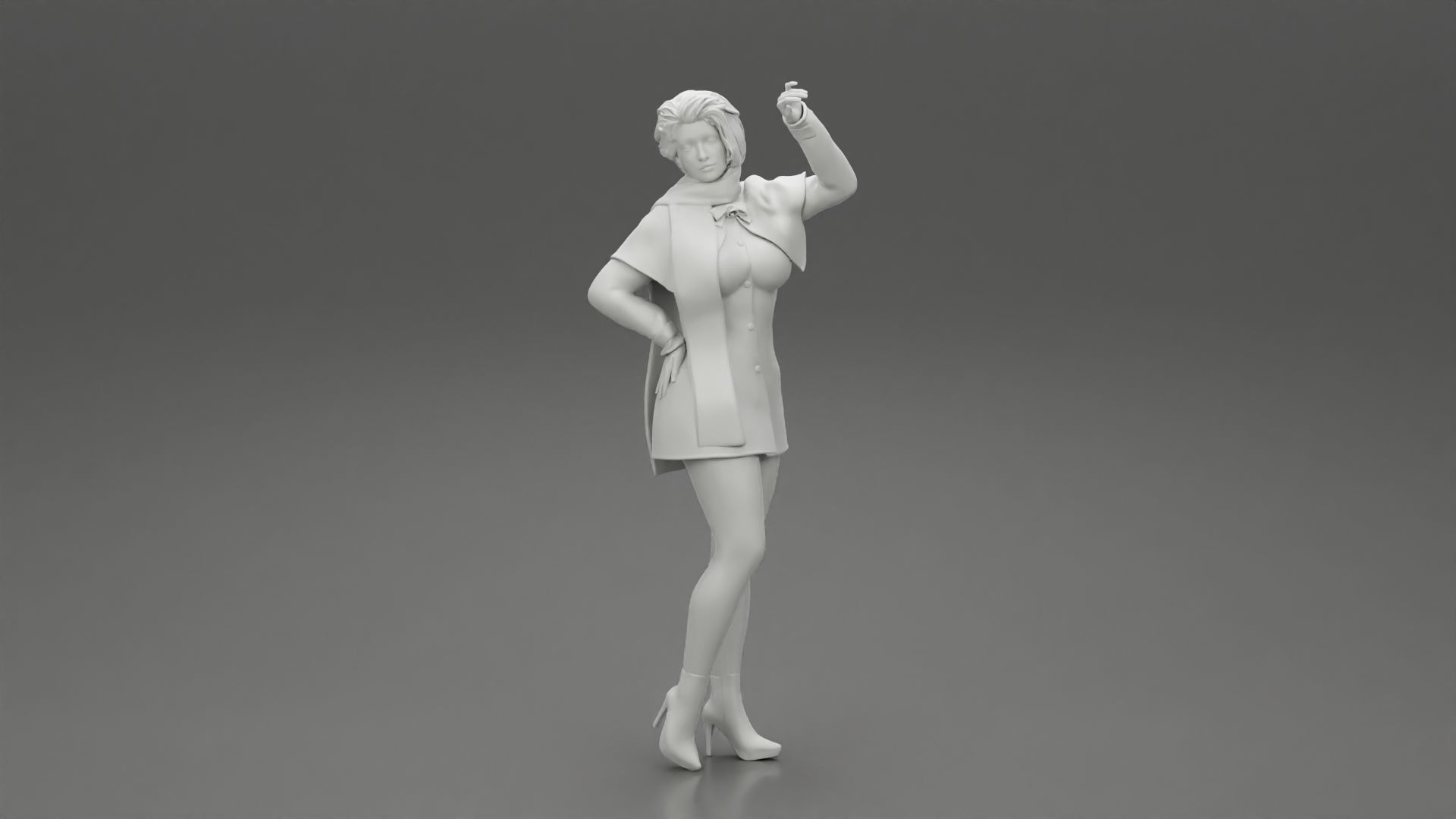 girl in christmas costume standing and posing 3D print model_6