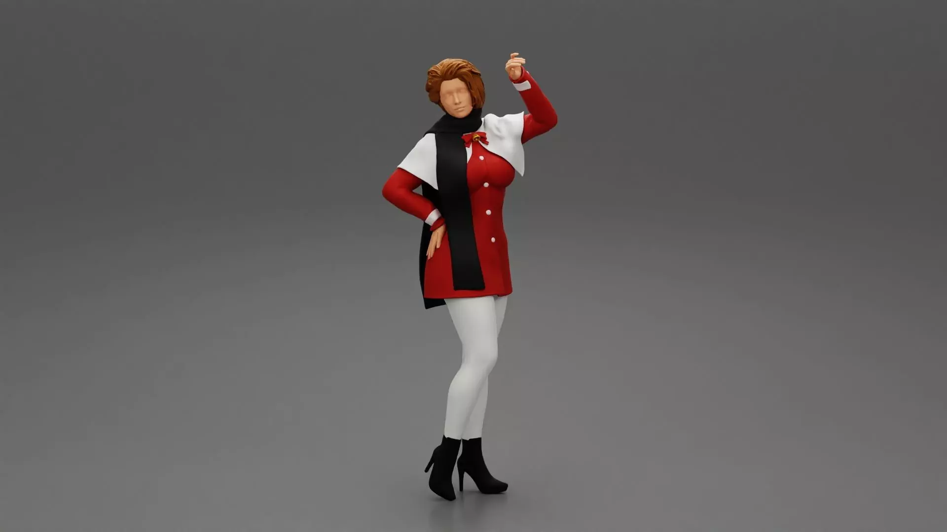girl in christmas costume standing and posing 3D print model_0