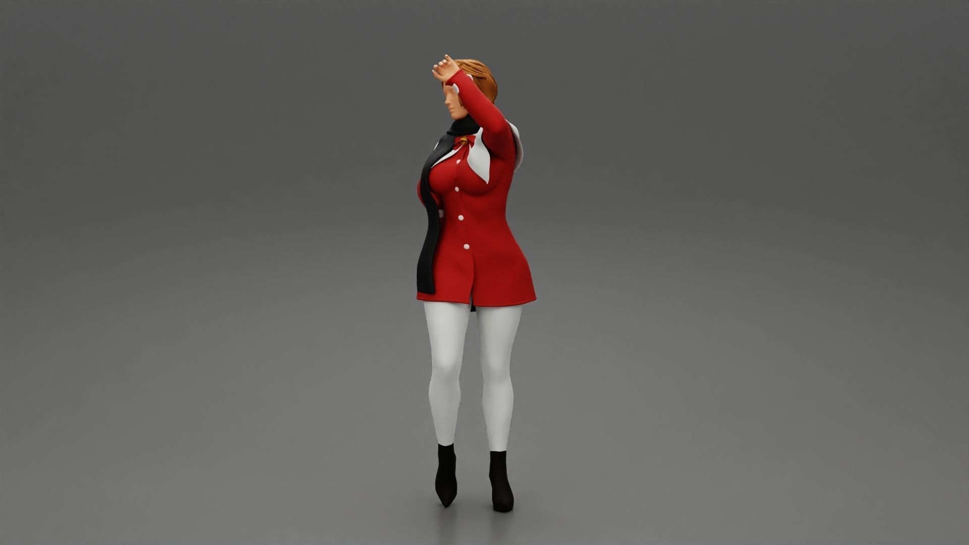 girl in christmas costume standing and posing 3D print model_5