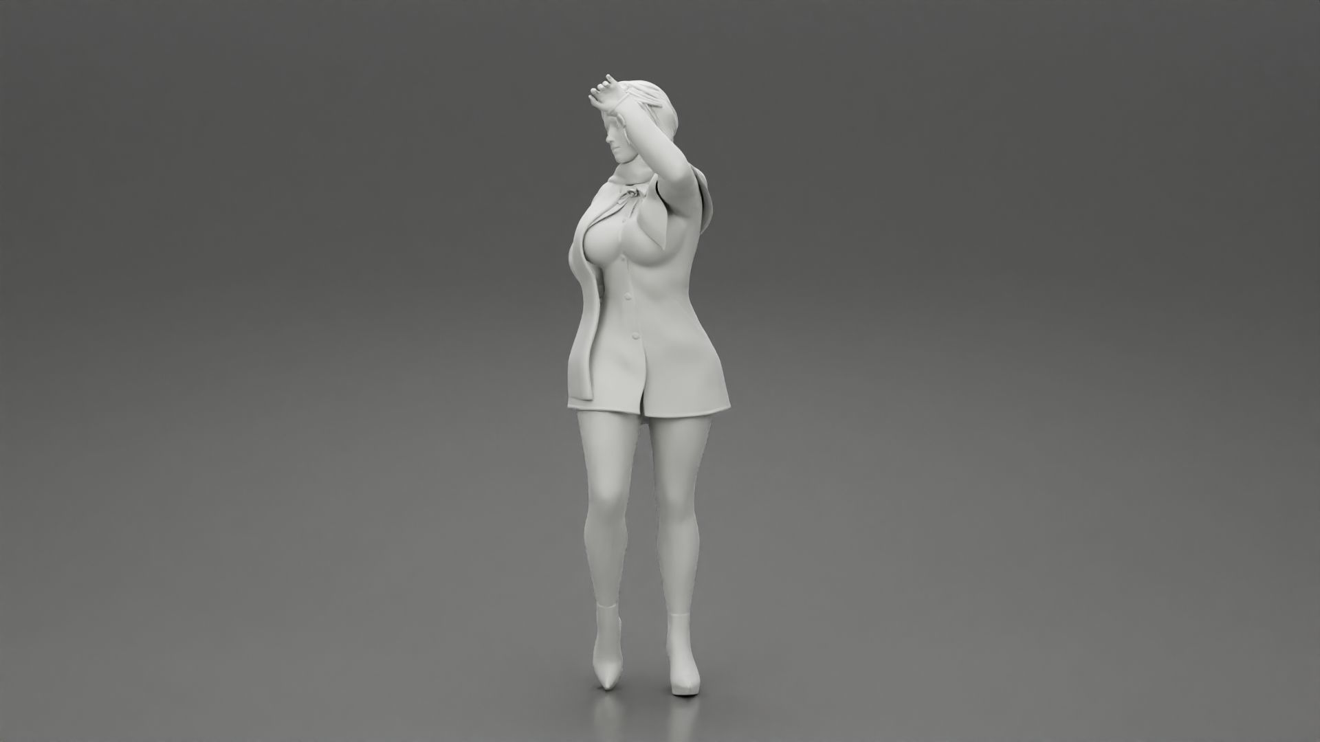 girl in christmas costume standing and posing 3D print model_11