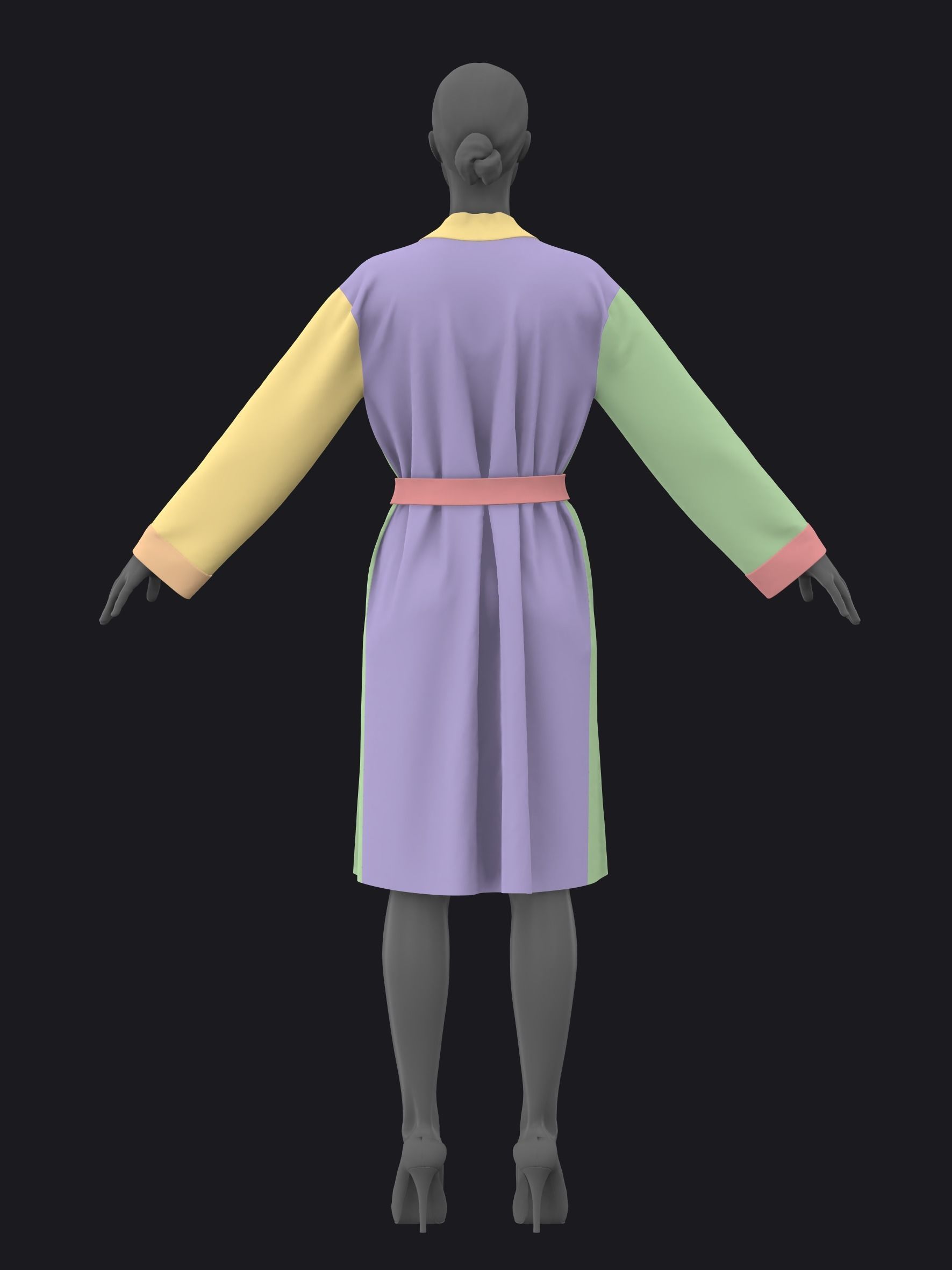 BASIC FEMALE BATHROBE fv2 highpoly 3D model_4