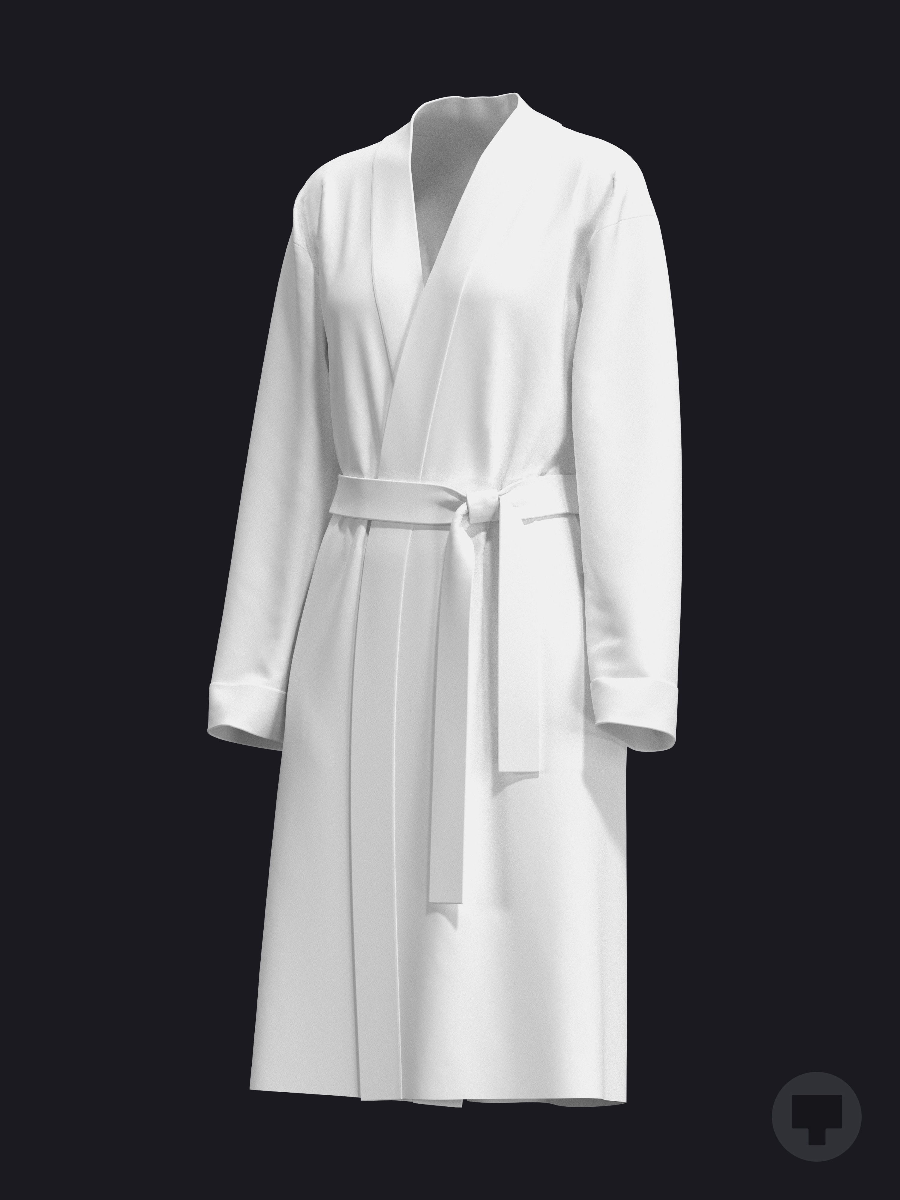 BASIC FEMALE BATHROBE fv2 highpoly 3D model_1
