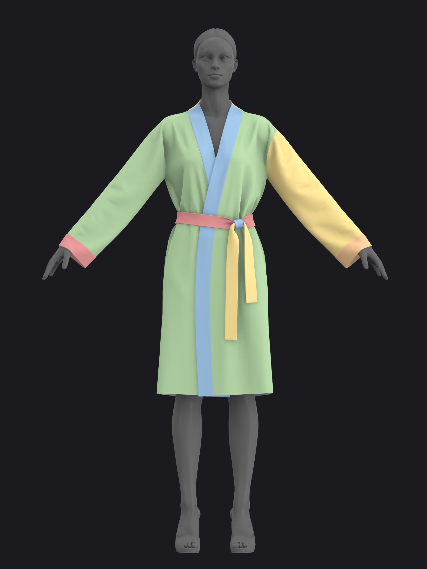 BASIC FEMALE BATHROBE fv2 highpoly 3D model_2