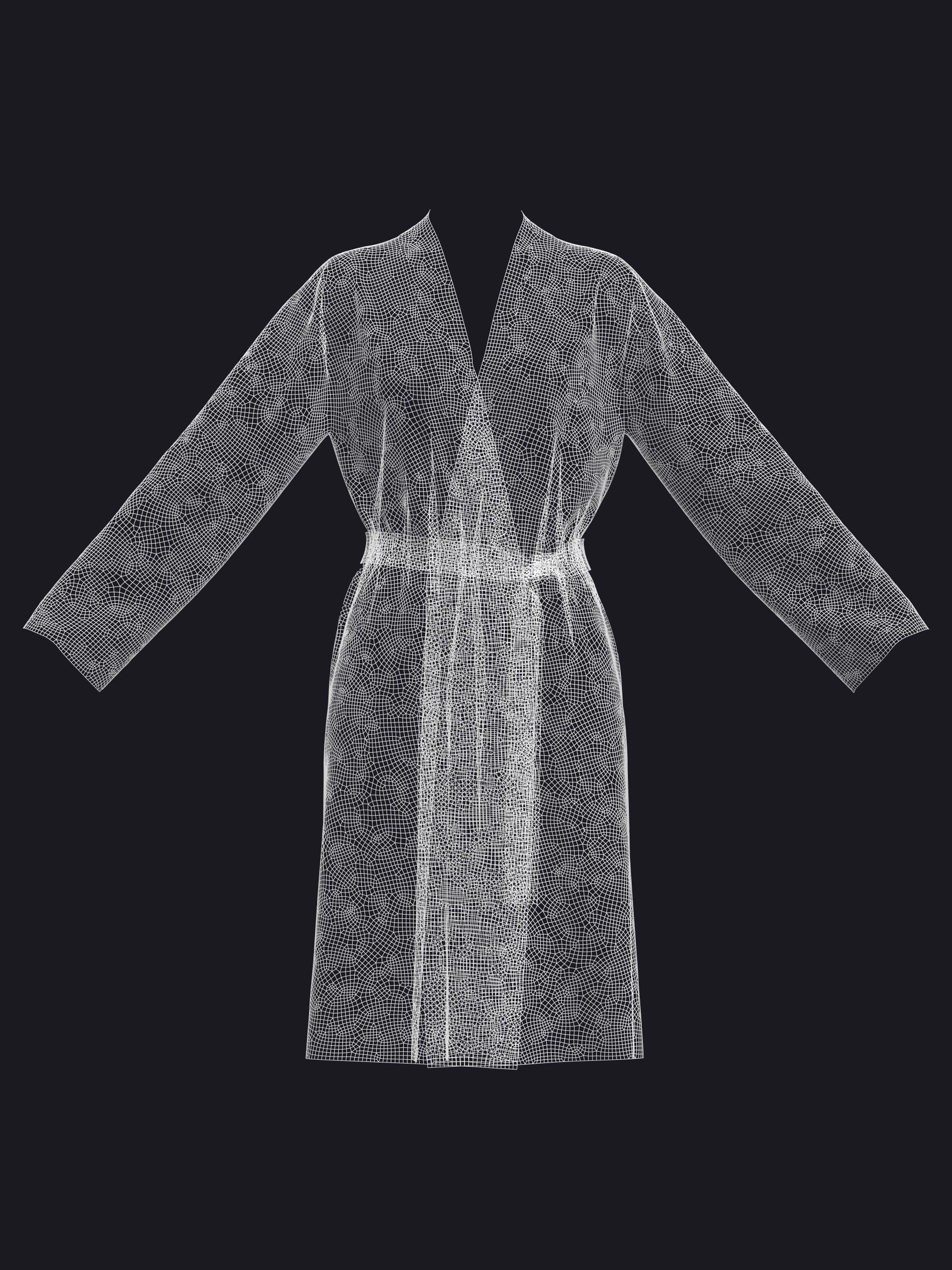 BASIC FEMALE BATHROBE fv2 highpoly 3D model_5