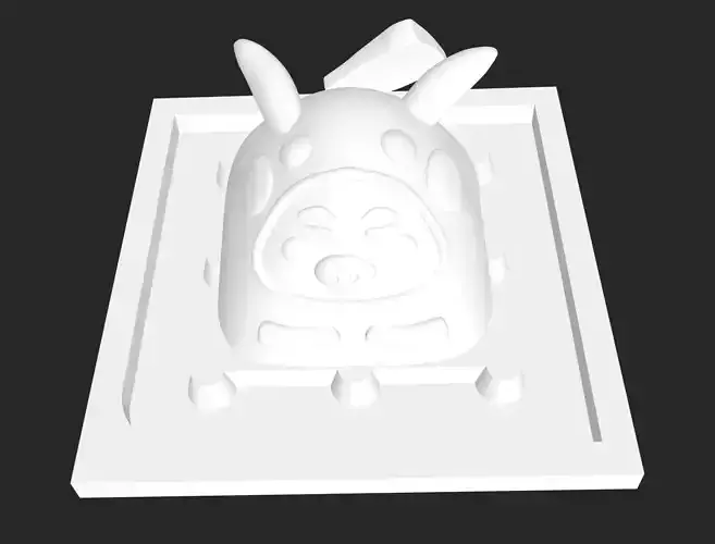 Base resin cast Pig keycap with pikachu style  3D print model