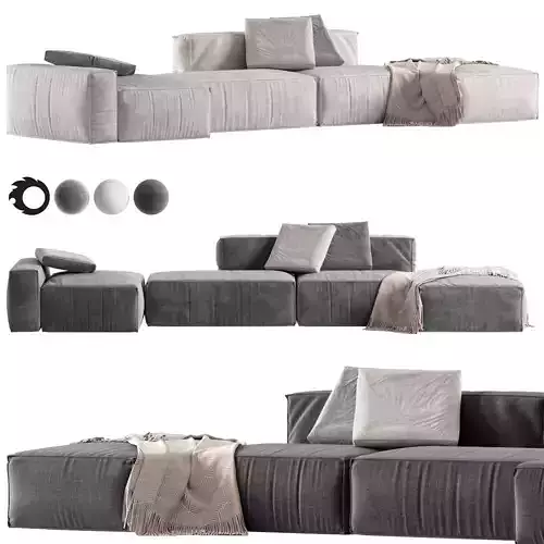 Boca Navi Sofa 3 Low-poly 3D model