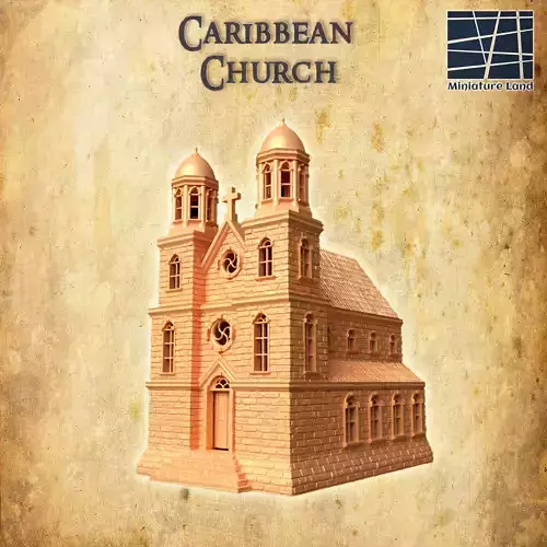 Caribbean Church Tabletop Terrain 28 MM 3D print model