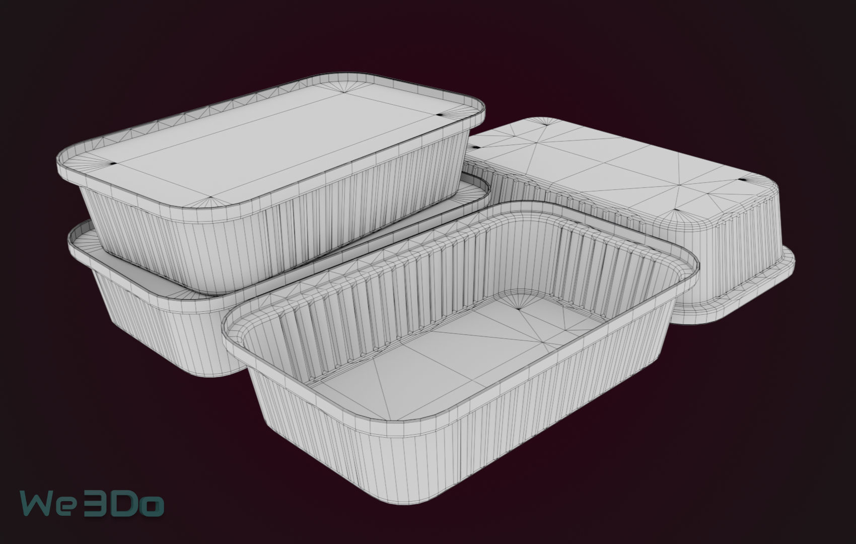 Aluminum Foil Tray Low-poly 3D model_17