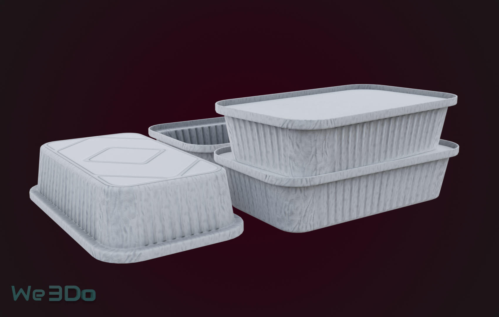 Aluminum Foil Tray Low-poly 3D model_11