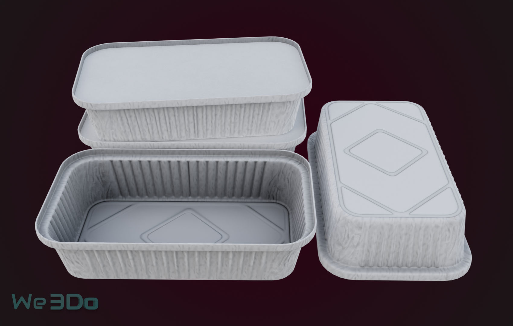Aluminum Foil Tray Low-poly 3D model_15