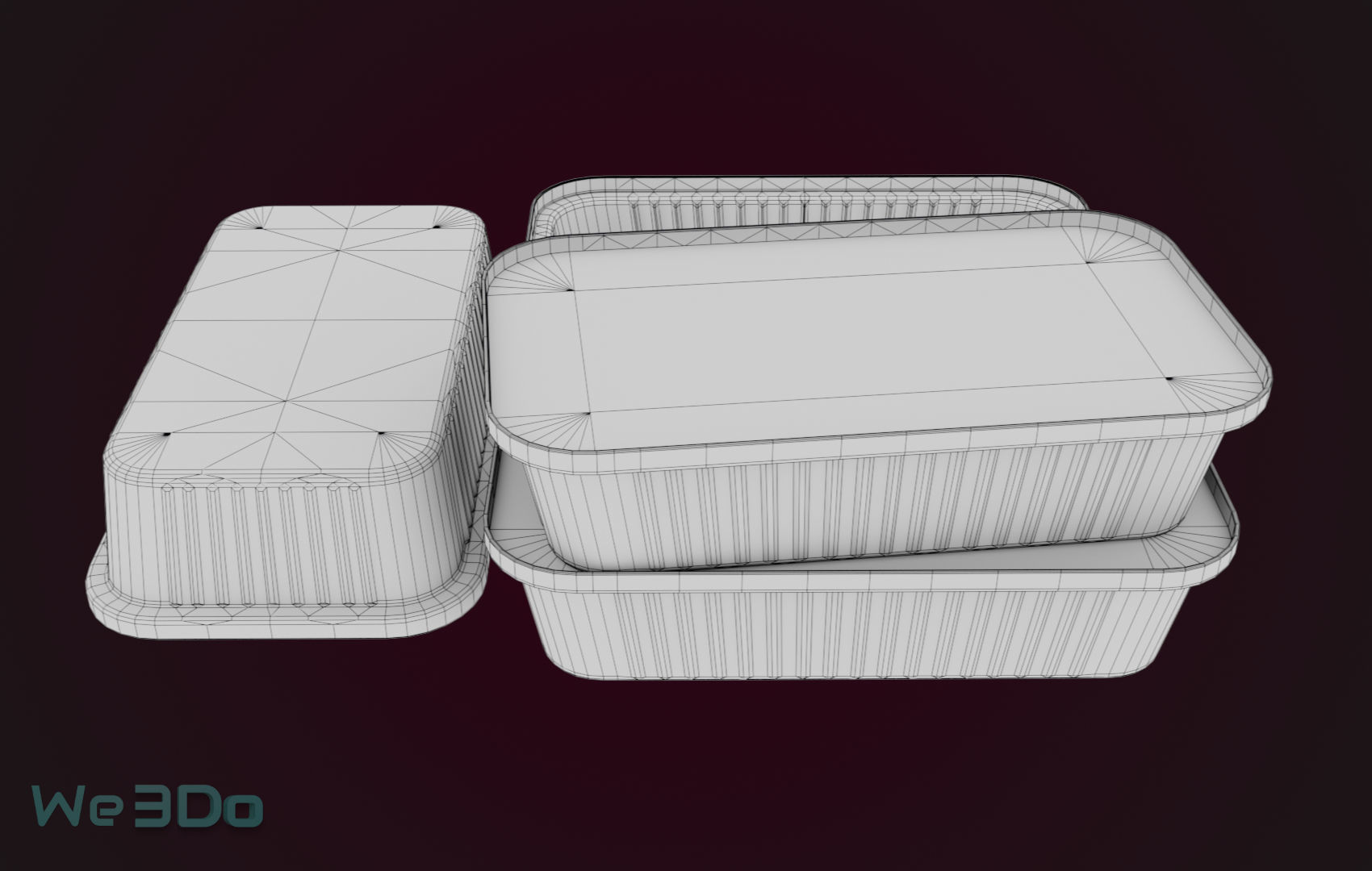 Aluminum Foil Tray Low-poly 3D model_21