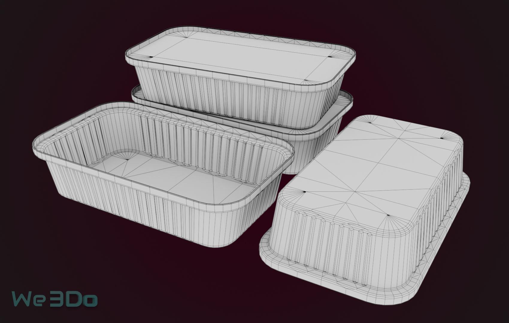 Aluminum Foil Tray Low-poly 3D model_16
