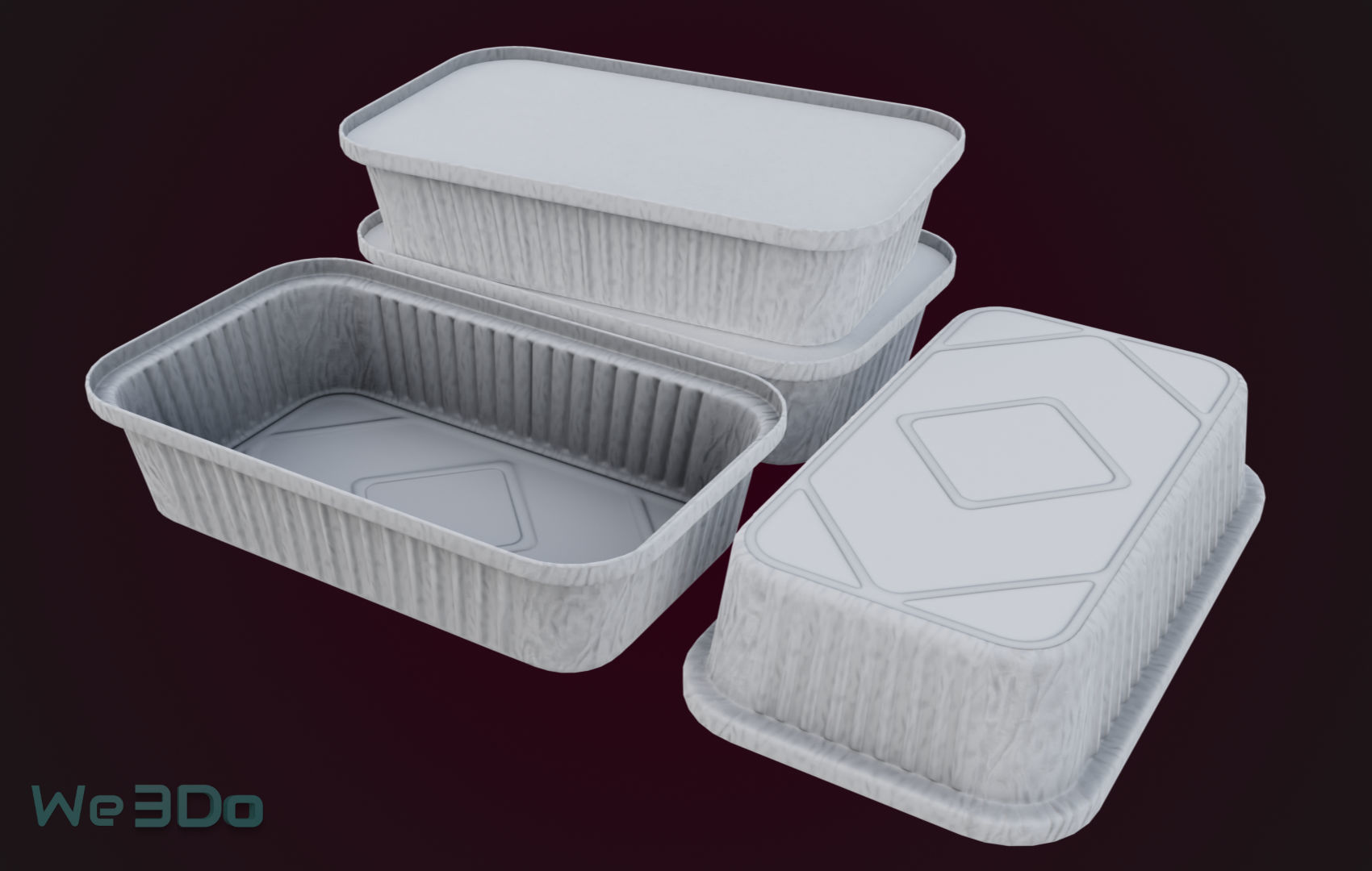 Aluminum Foil Tray Low-poly 3D model_14