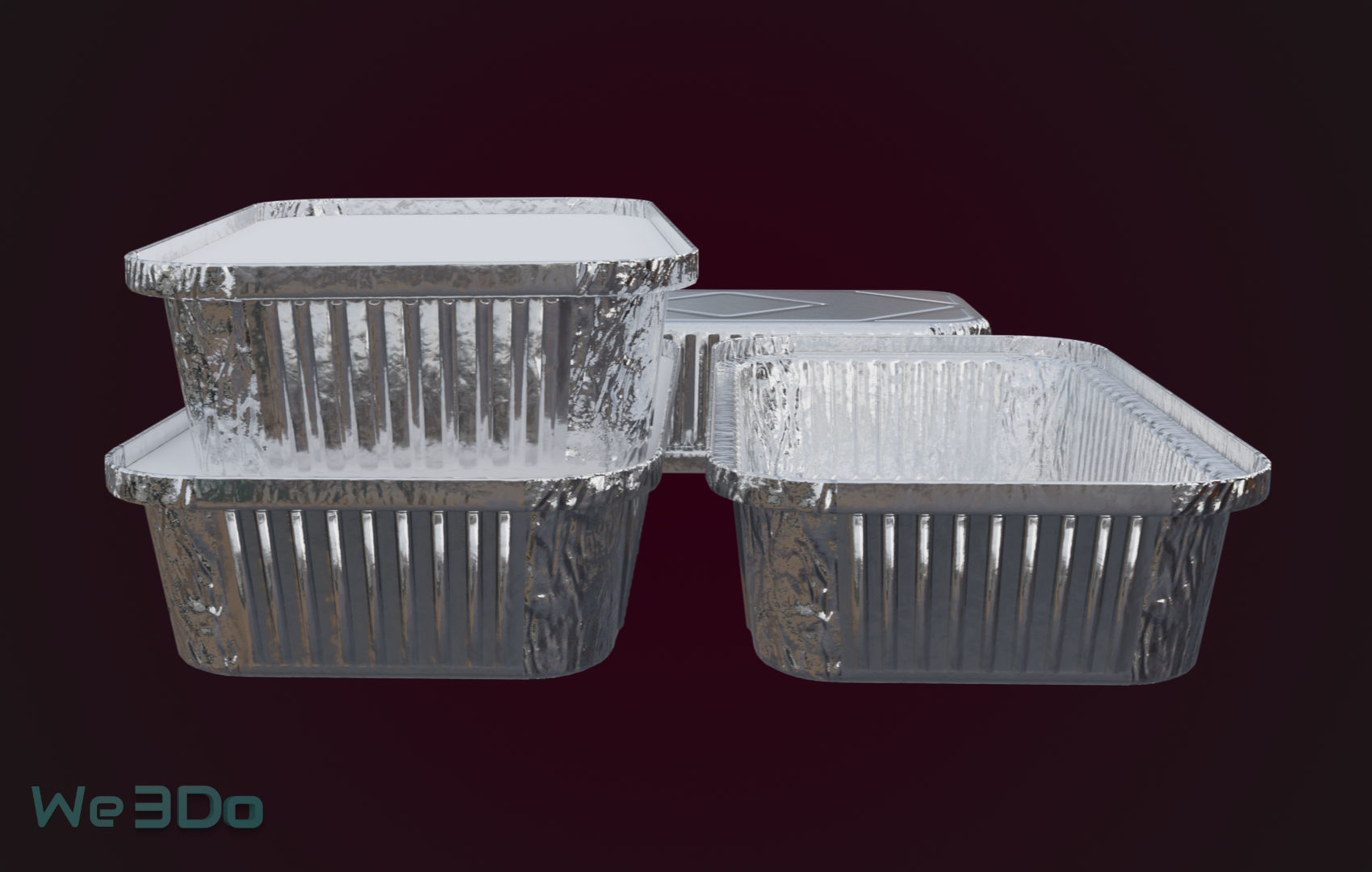 Aluminum Foil Tray Low-poly 3D model_5