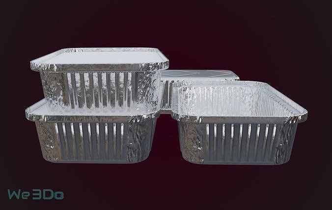 Aluminum Foil Tray Low-poly 3D model 6