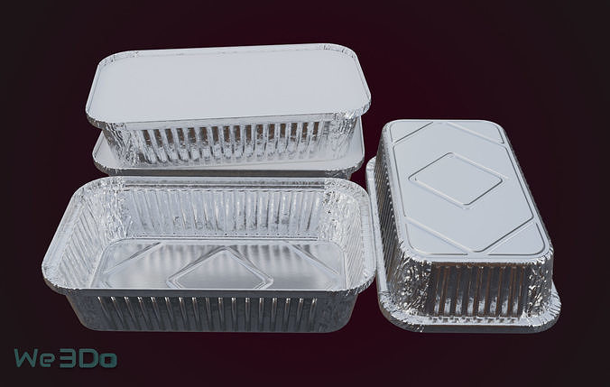 Aluminum Foil Tray Low-poly 3D model 7