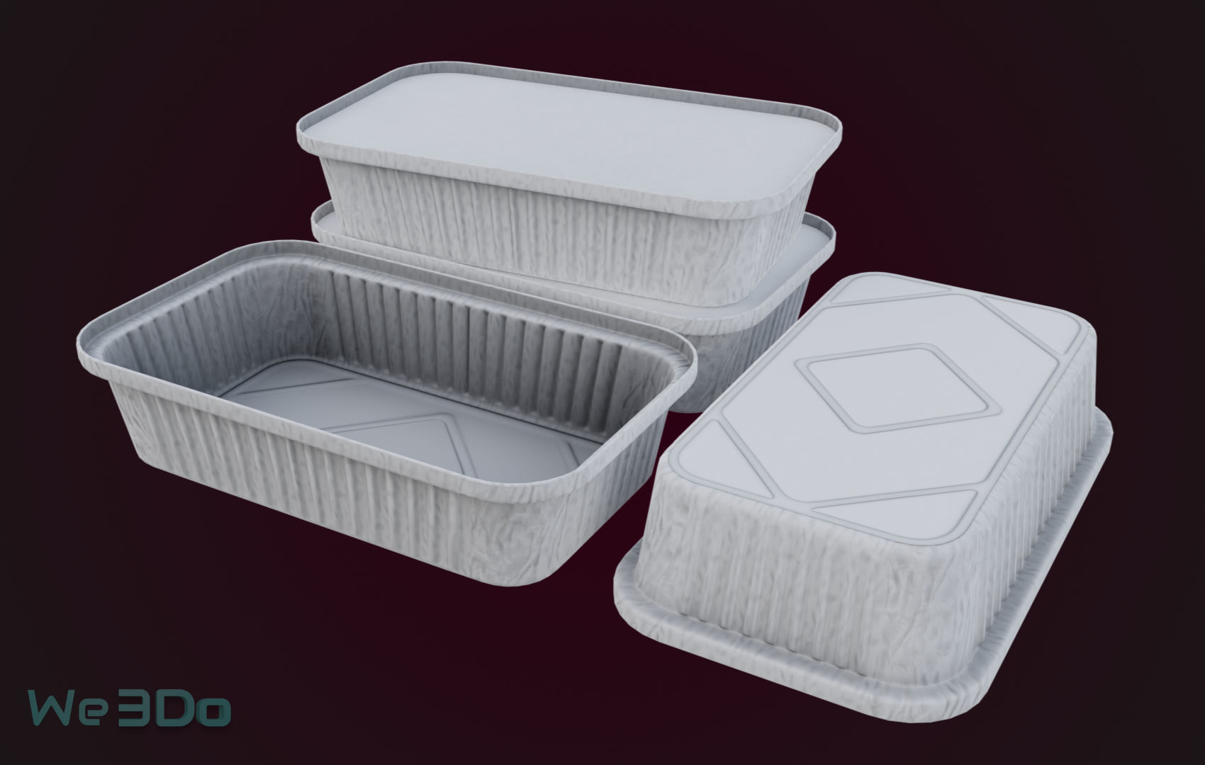 Aluminum Foil Tray Low-poly 3D model_8