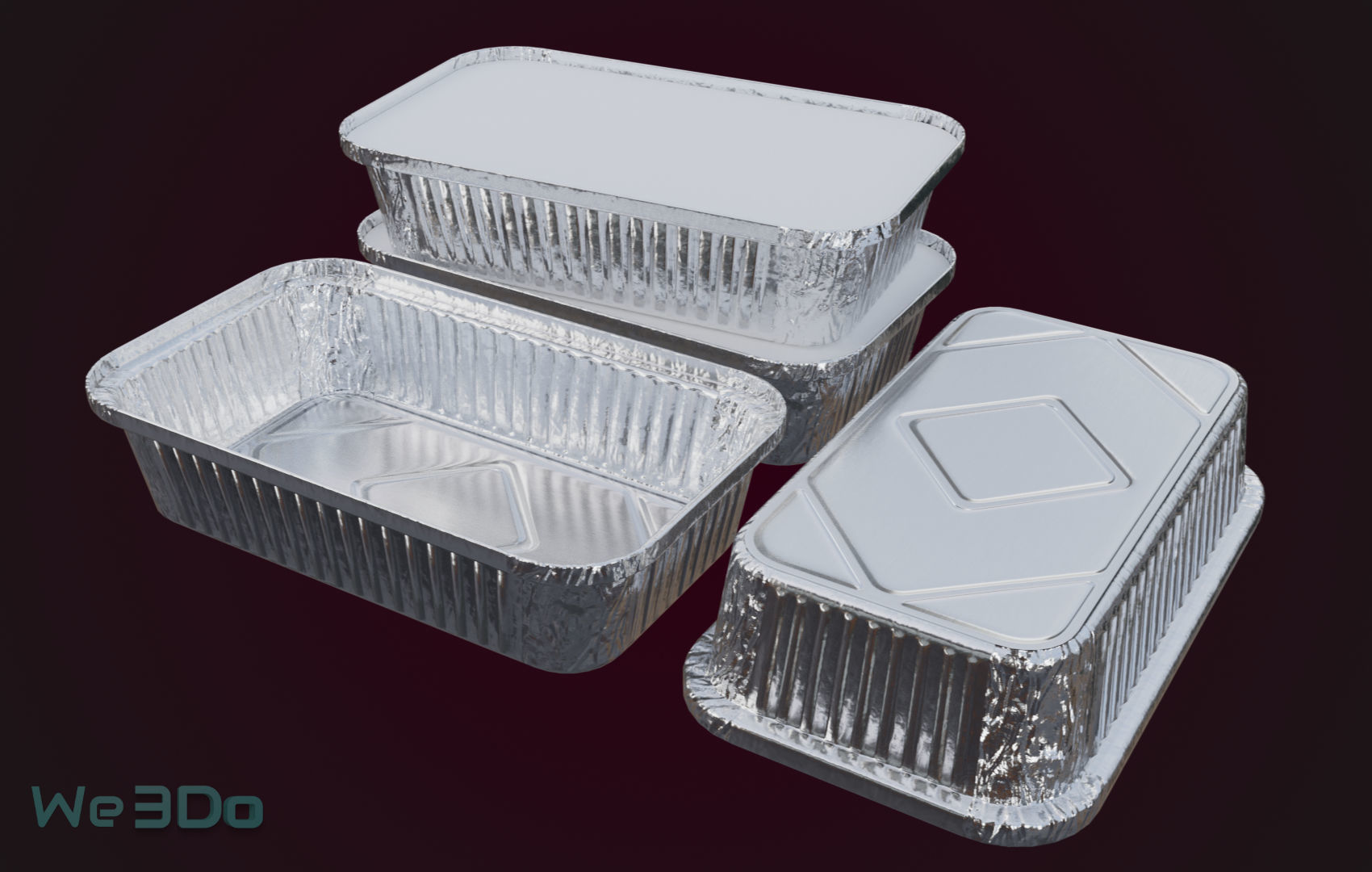 Aluminum Foil Tray Low-poly 3D model_7