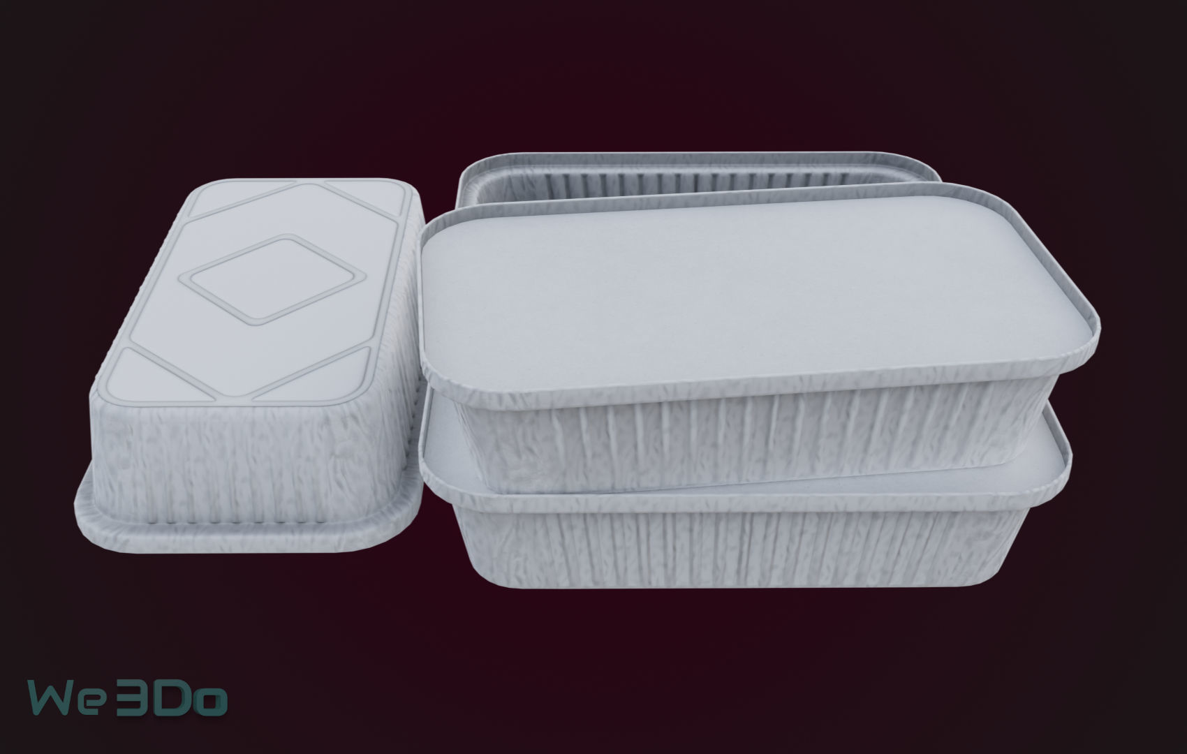 Aluminum Foil Tray Low-poly 3D model_13