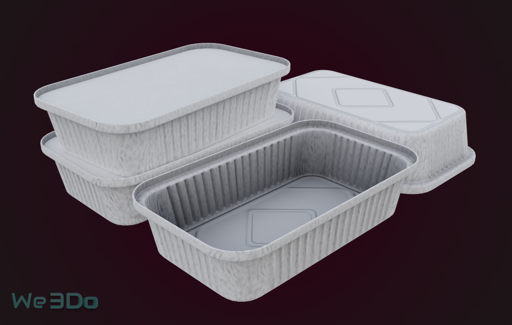 Aluminum Foil Tray Low-poly 3D model_9